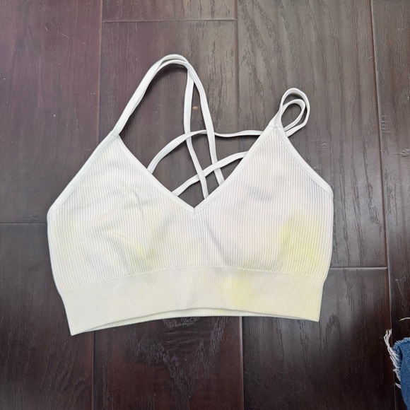 Aerie White and yellow Ribbed Women's Bralette pastel M - Picture 3 of 5